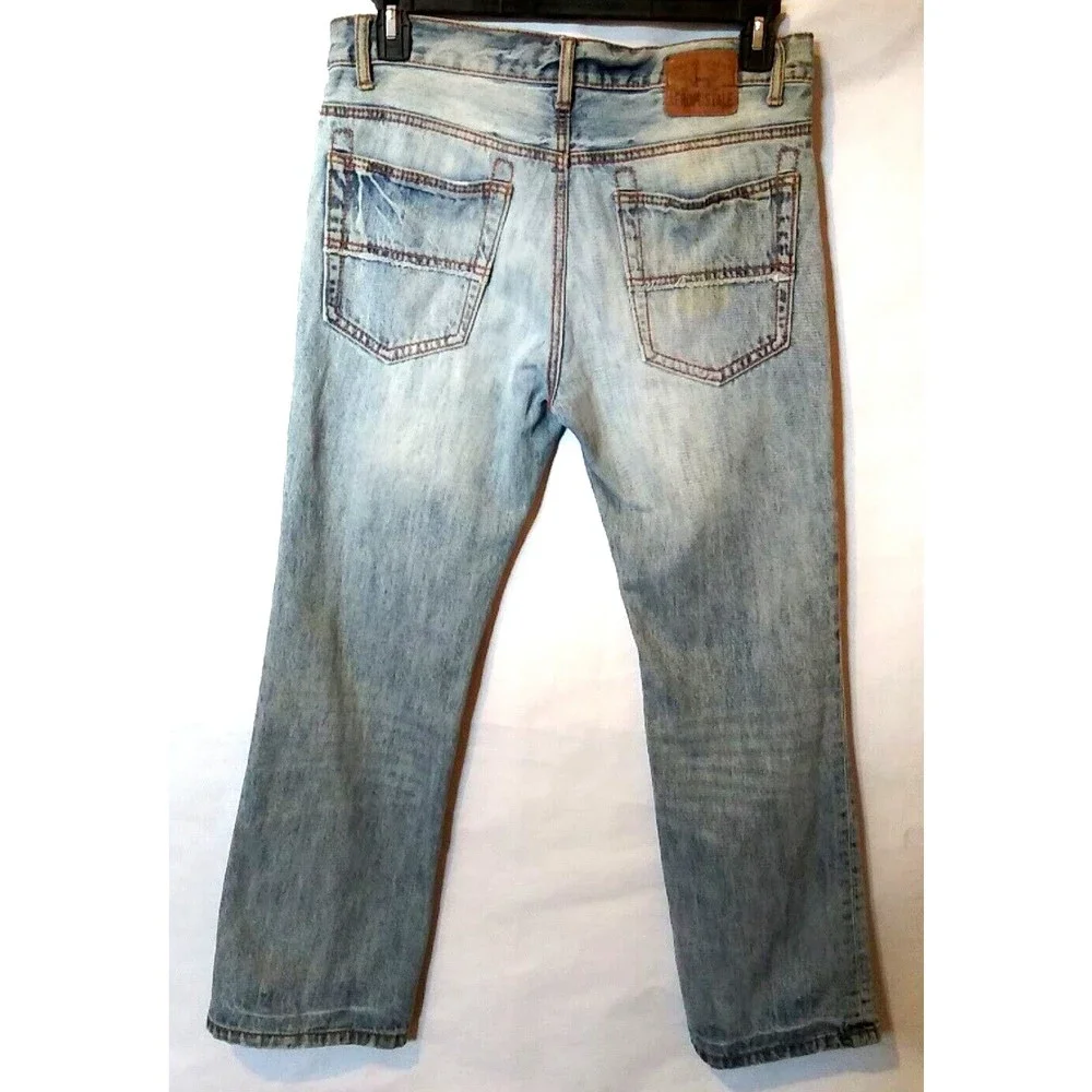 Aeropostale Distressed Driggs Slim Bootcut Mens Jeans Size 31/30 Light Blue - Picture 6 of 12